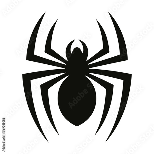 Black spider icon with sharp legs and bold outline.