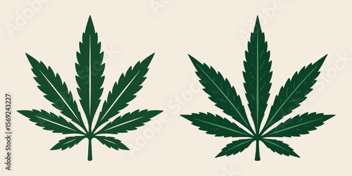 Cannabis leaf icon with serrated edges and veins.