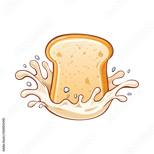 Milk Bread splash Colorful Vector in Adorable Comic Style with Expressive Lines..