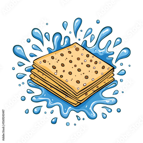 Matzo splash Colorful Vector in Adorable Comic Style with Expressive Lines..