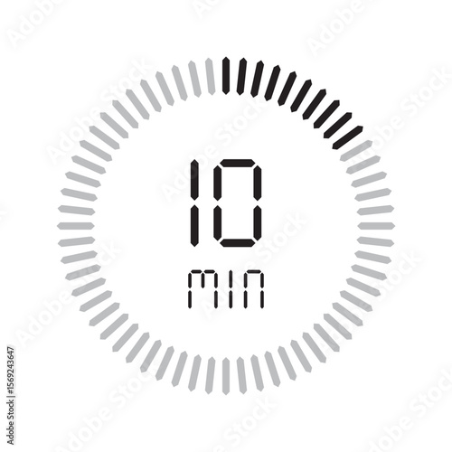 Timer 10 minute. Stopwatch isolated set icons. Countdown timer symbol icon set. vector illustration.