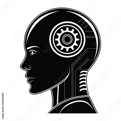 Robotic head with gears icon