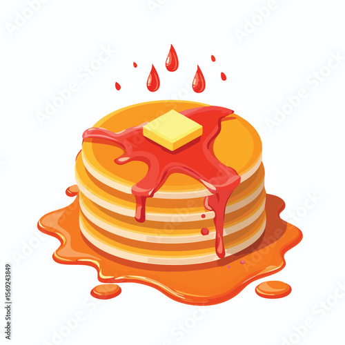 Pancakes with Sauce Splash creative isometric illustration with layered dimension and depth cues.