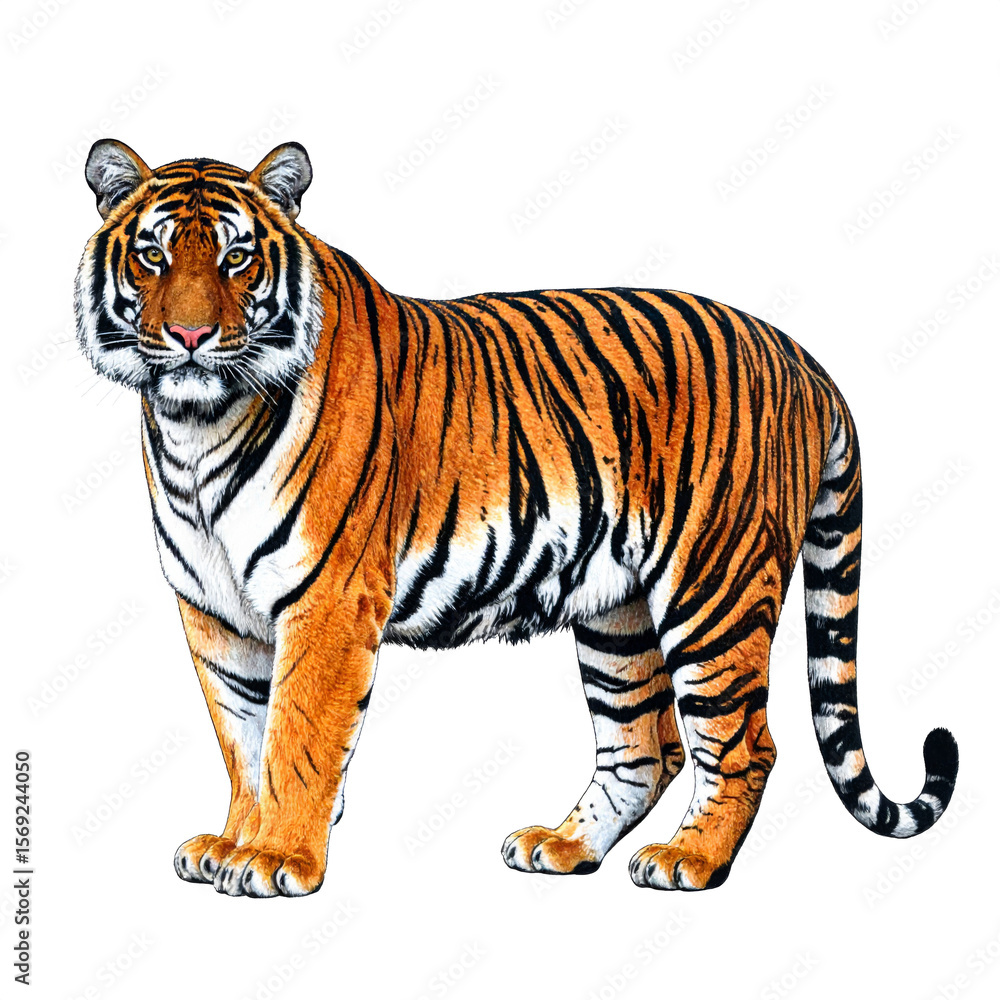 Obraz premium Majestic Orange Tiger with Black Stripes on Transparent Background