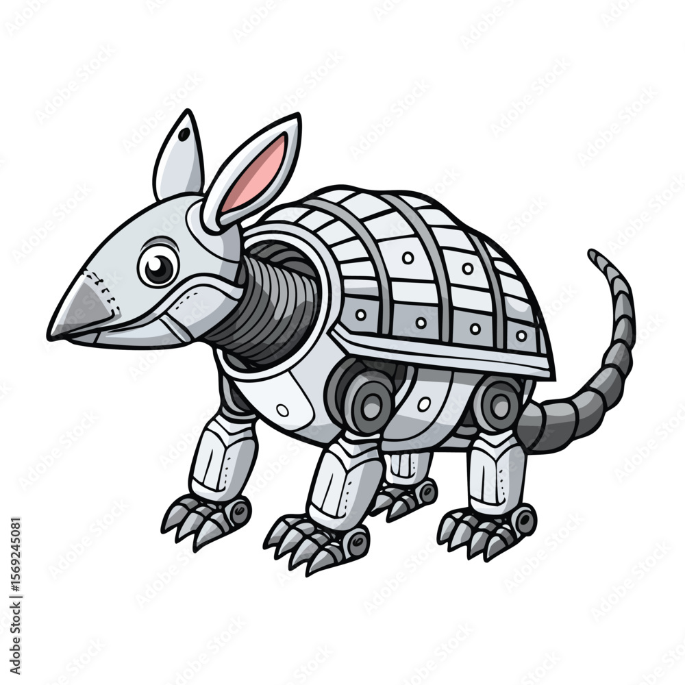 Armadillo Robot vector illustration in hand-drawn sketch style with minimalist detail Armadillo Robot vector illustration in hand-drawn sketch style with minimalist detail