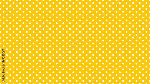 Sunny seamless vector pattern: scattered white polka dots on a vibrant yellow background. Ideal for textiles, digital paper, and creative projects.