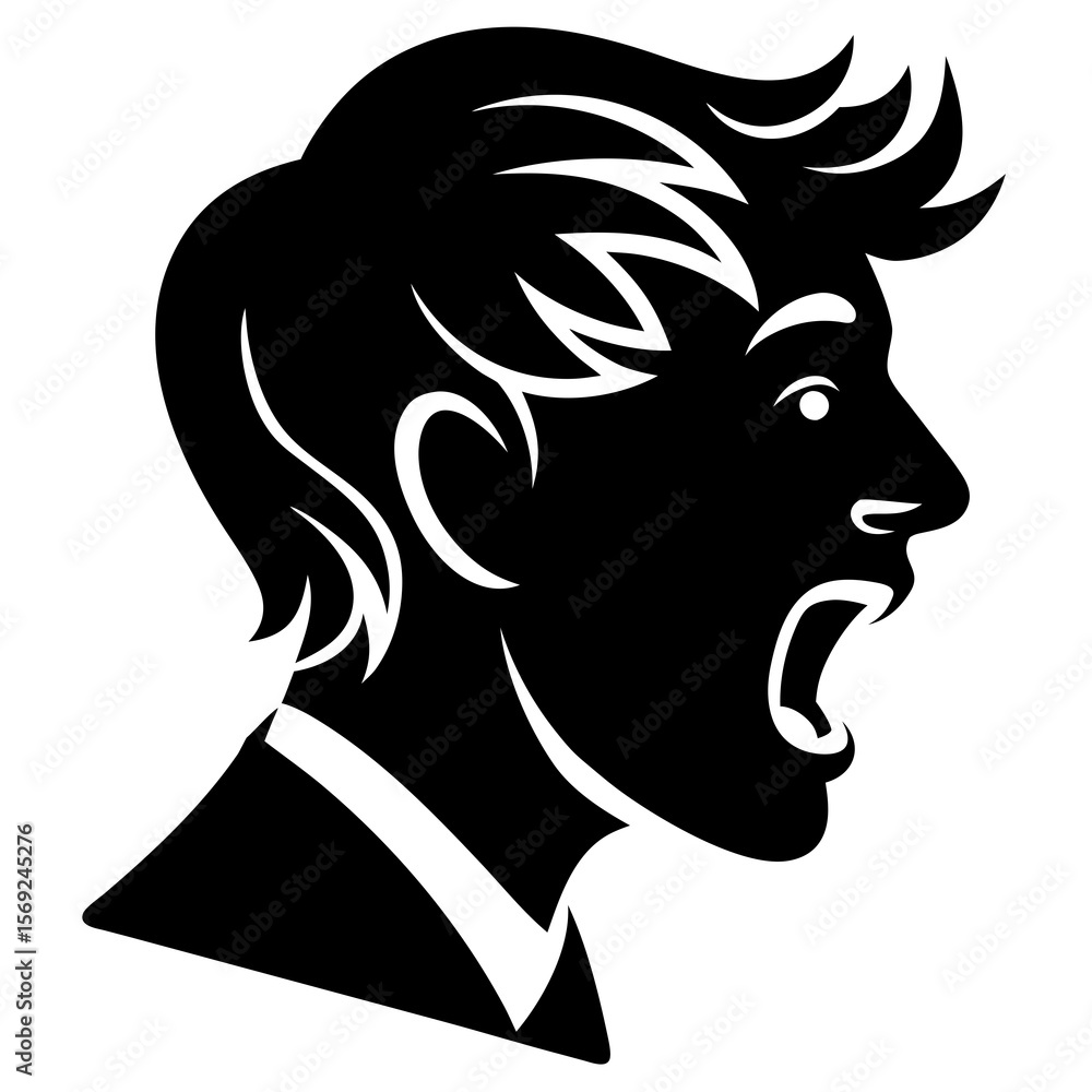 Talking Face silhouette vector illustration Talking Face silhouette vector illustration