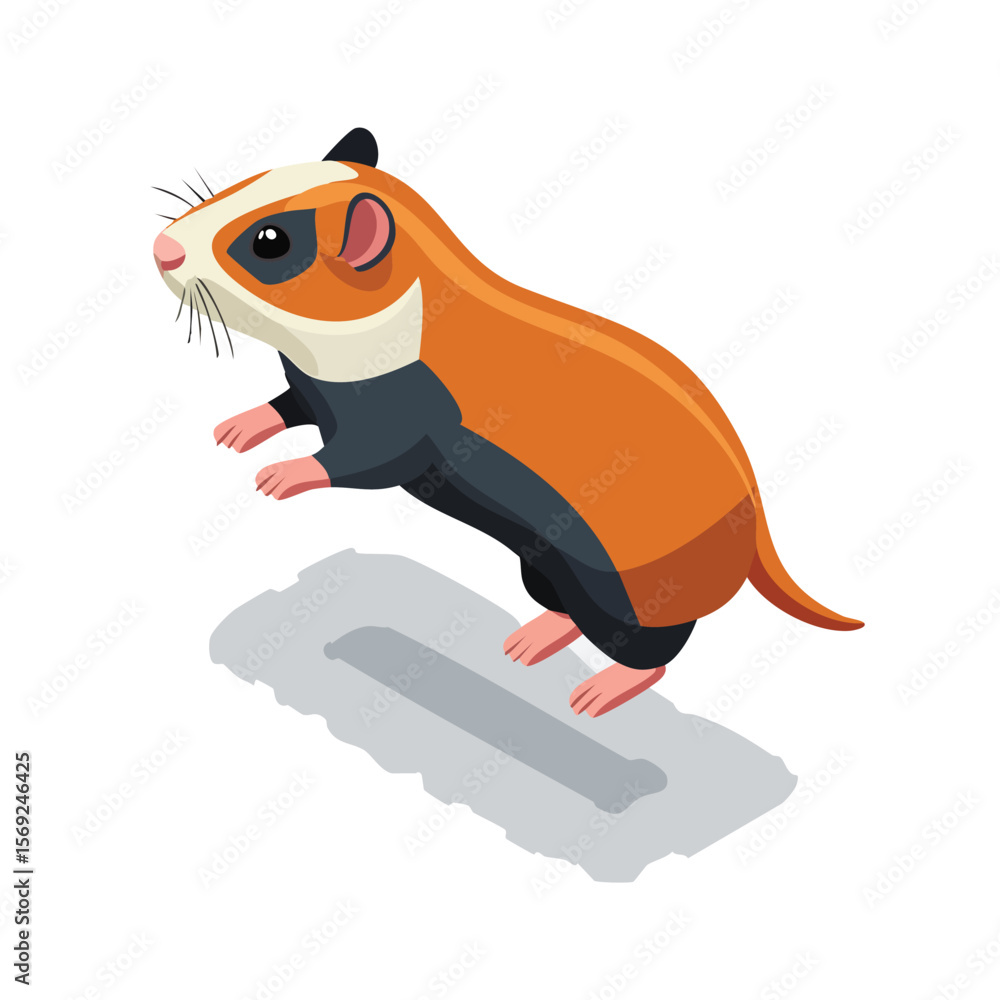 Obraz premium Guinea Pig jump isometric vector illustration with clean geometry and modern design