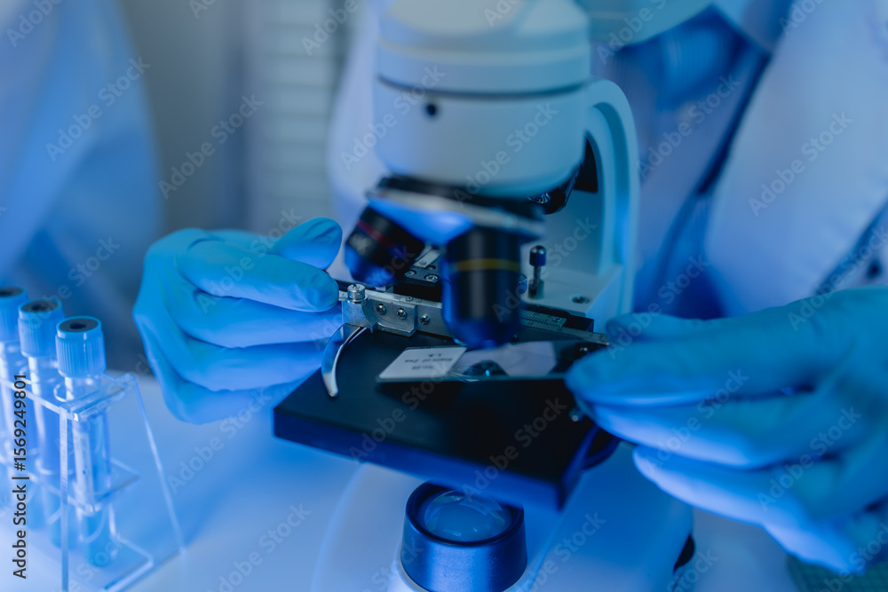 two scientists are working together to find a new antiviral drug, two chemists are using scientific tools to study science, microscope, working in the lab, researchers' work in the laboratory two scientists are working together to find a new antiviral drug, two chemists are using scientific tools to study science, microscope, working in the lab, researchers' work in the laboratory