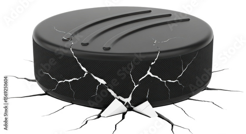 Photography Isolated Broken Hockey Puck