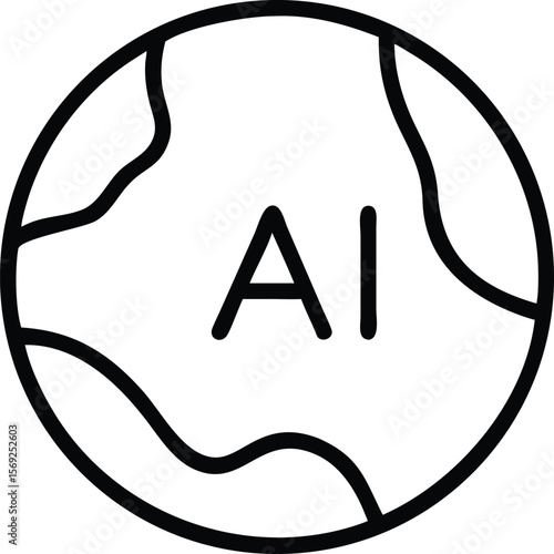 Global artificial intelligence concept icon with ai letters inside a planet shape