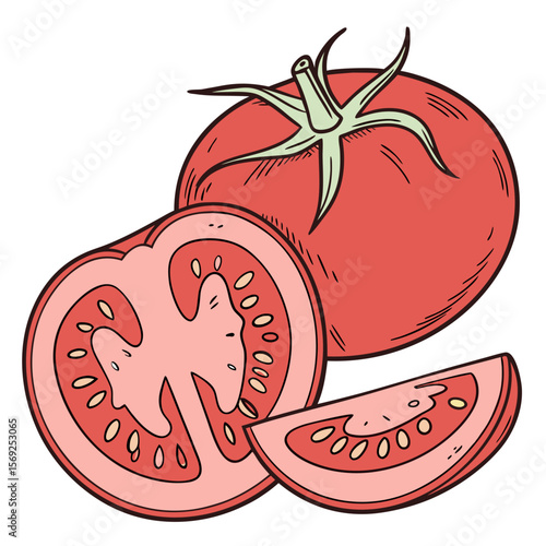 Tomato  vegetable vector perfect for healthy food, farm, eco, and organic-themed digital design projects.