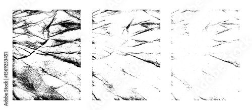 Cracked Line Texture Background Set for Distressed Overlay Effect, Abstract Scratch Surface, Vein Pattern Design, Damaged Grain, Dry Mud Style Fracture Noise, Grunge Static Vector Illustration