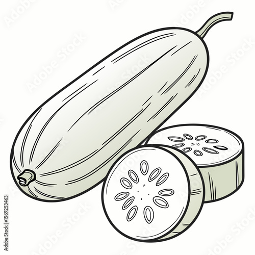 Bottle gourd vegetable vector perfect for healthy food, farm, eco, and organic-themed digital design projects.