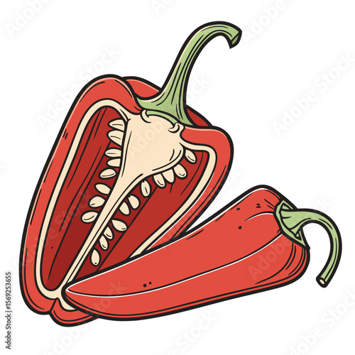 Chili pepper  vegetable vector perfect for healthy food, farm, eco, and organic-themed digital design projects.