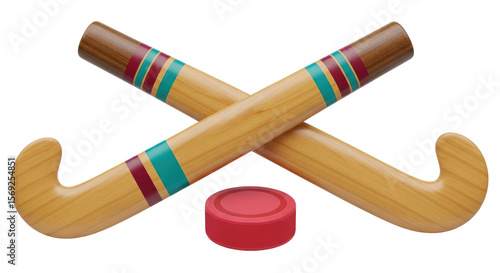 Photography Isolated Hockey Sticks and Puck