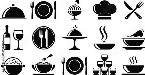 Vector art of assortment of restaurant and dining icons