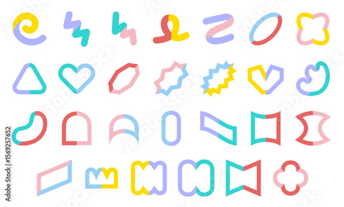 Abstract shape icon set. Flat color style