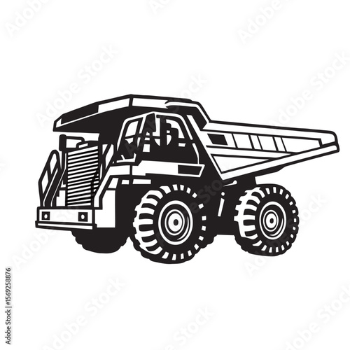 silhouette photo of dump truck with white background