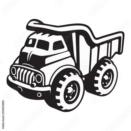 silhouette photo of dump truck with white background