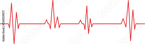 Minimalist Heart Rate Pulse Graph with Heartbeat Line, Flat Vector Illustration for Medical and Health Monitoring Use