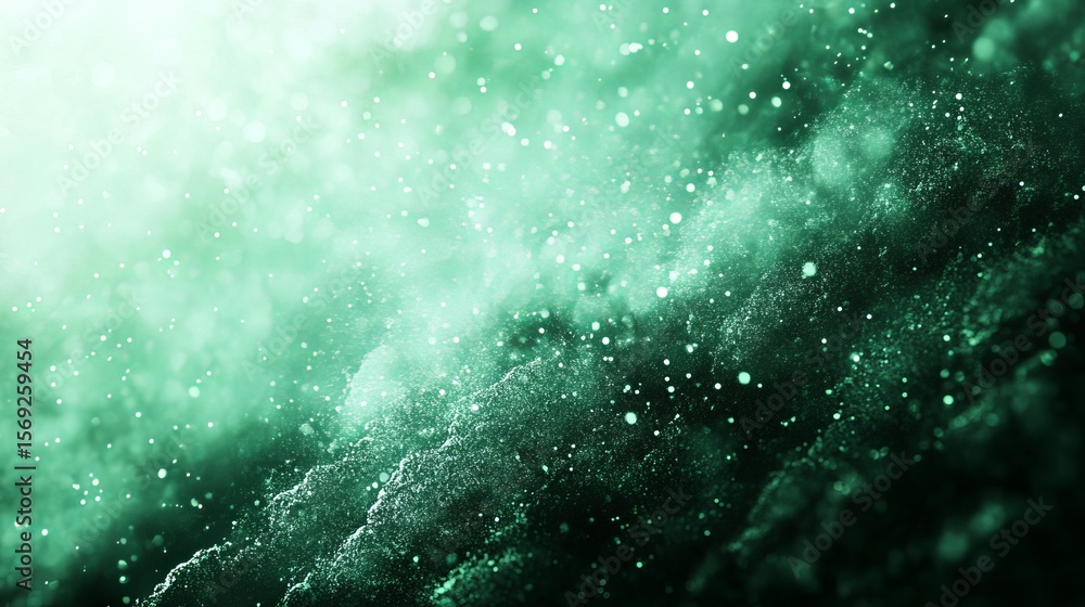 Obraz premium Ethereal Green A Mesmerizing Canvas Glittering Like Distant Galaxies, Evoking Magic and Tranquility