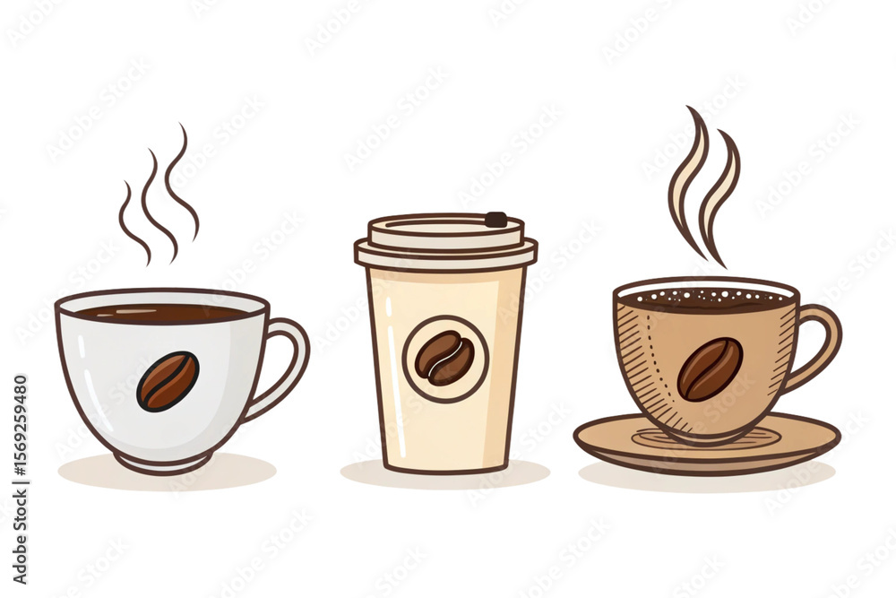 Obraz premium Vector coffee icons Free Vector isolated background 