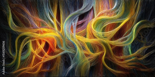 Abstract colorful lines with a dark background art