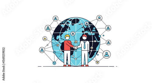 Global business partnerships and international collaboration for worldwide economic growth and development