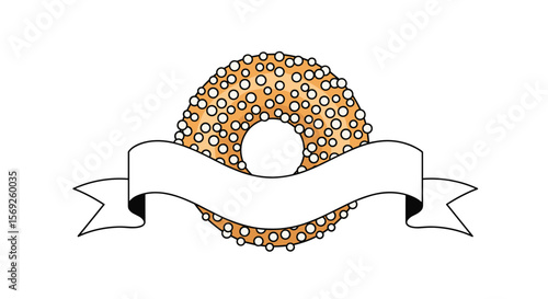 Deliciously toasted round bread with a blank banner for your text