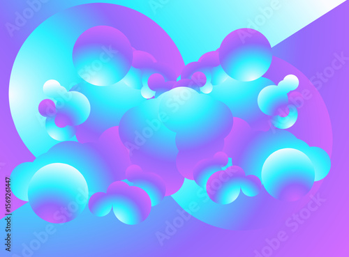 Abstract background with a lot of blue and pink balls. 