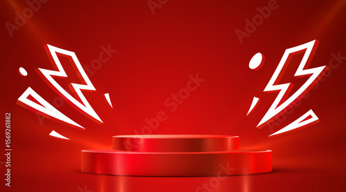 Flash Sale or mega sale banner. Colorful discount sale podium banner, neon pedestal. Vector illustration