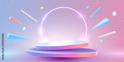 Abstract scene background. Product presentation, mock up, show cosmetic product, Podium, stage pedestal or platform. Vector illustration