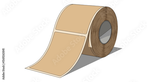 Kraft Label Roll Illustration for Product Packaging and Branding Solutions Design