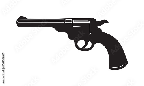  Classic Revolver Silhouette Icon - Vintage Handgun Graphic