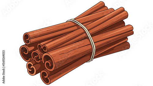 Aromatic Cinnamon Sticks Bundle: Culinary Spice Illustration for Recipe and Design Projects