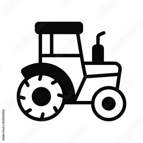 A modern glyph icon of farming tractor vehicle