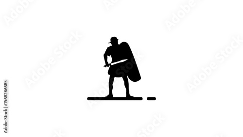 Roman soldier symbol,  black isolated silhouette
