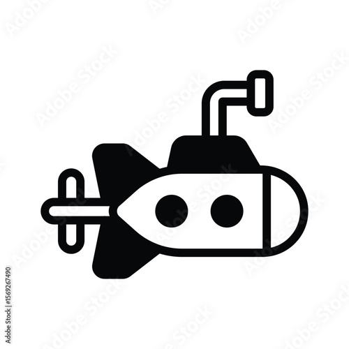 A modern glyph icon of underwater submarine vessel