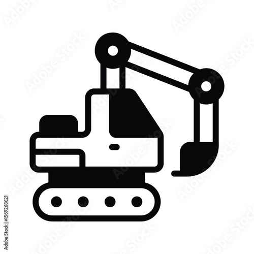 Well crafted glyph icon of heavy-duty excavator machine