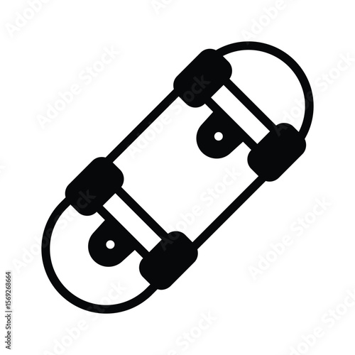 A modern glyph icon of sporty skateboard deck
