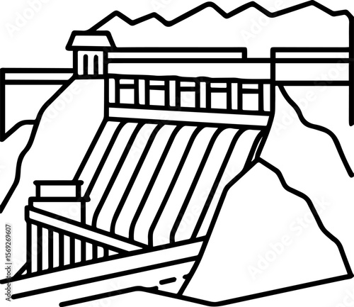 dam outline vector illustration vector illustration line art