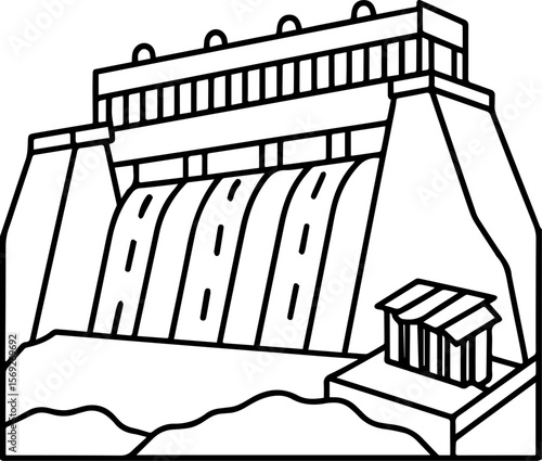 dam outline vector illustration vector illustration line art