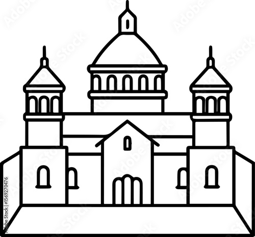 Wallpaper Mural monastery outline vector illustration line art Torontodigital.ca
