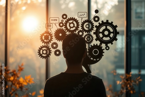 Mechanical Mind: Gears represent thought process and problem-solving, symbolizing innovation and strategy.