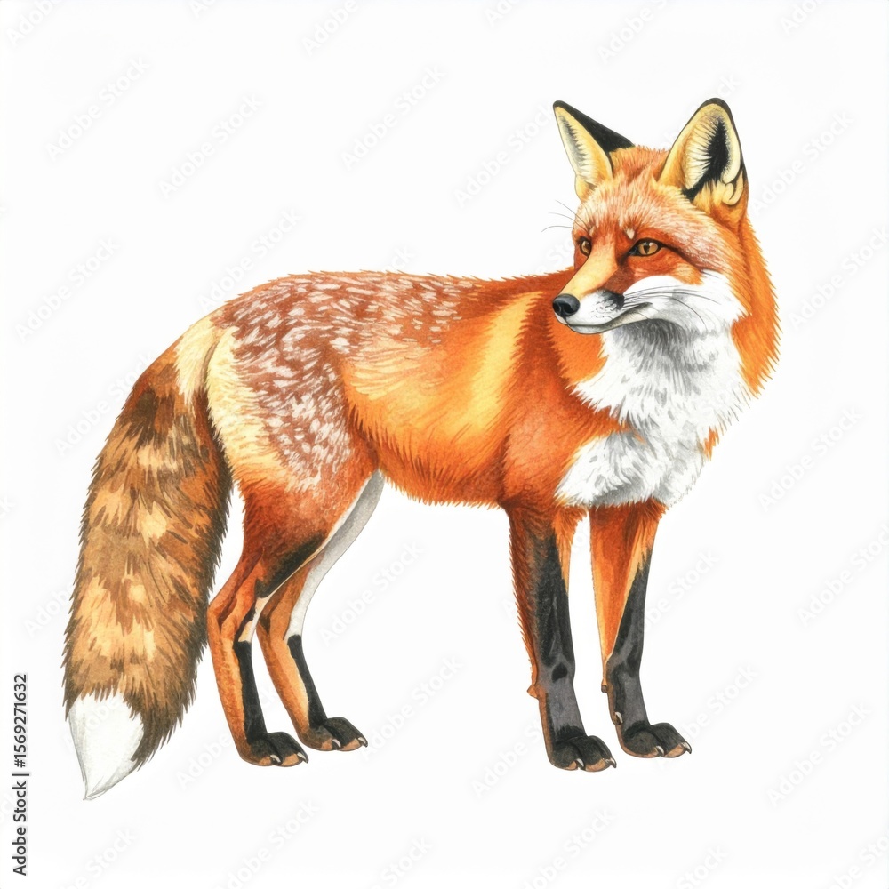 Fototapeta premium Red Fox Illustration on White Background