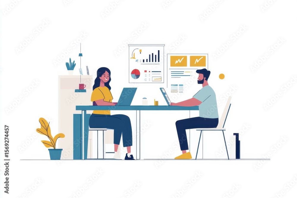 Collaborative business meeting office space digital illustration modern environment creative viewpoint Collaborative business meeting office space digital illustration modern environment creative viewpoint