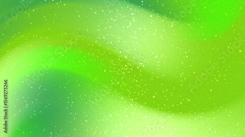 Green gradient backdrop with scattered light dots creating a soft textured effect