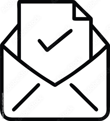 Open envelope with a document and a checkmark icon indicating approval or confirmation