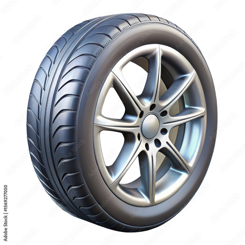 Obraz premium 3d realistic car wheel rim and tire isolated on transparent background